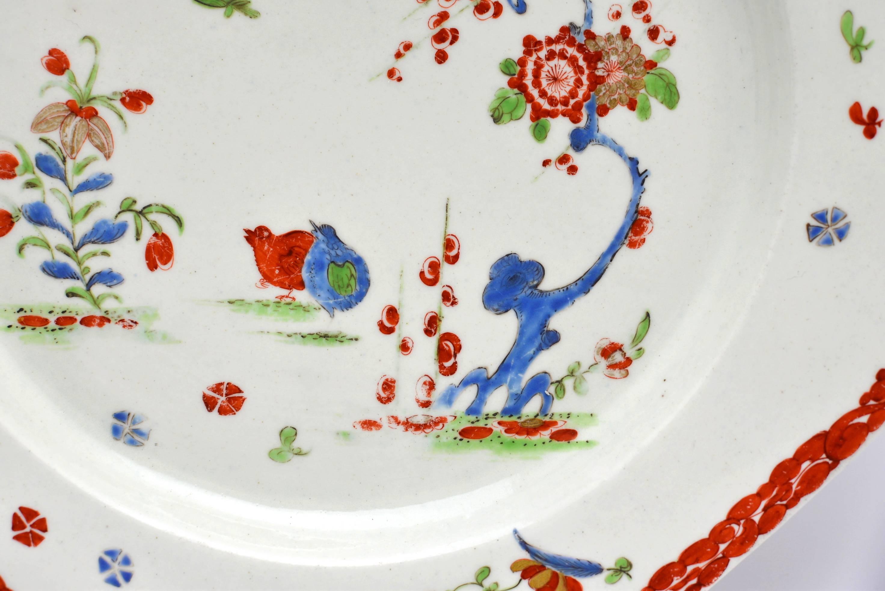 British First Period Worcester Plate, Decorated in the Kakiemon Palette For Sale