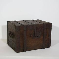 17th Century Early Oak French Chest Strongbox