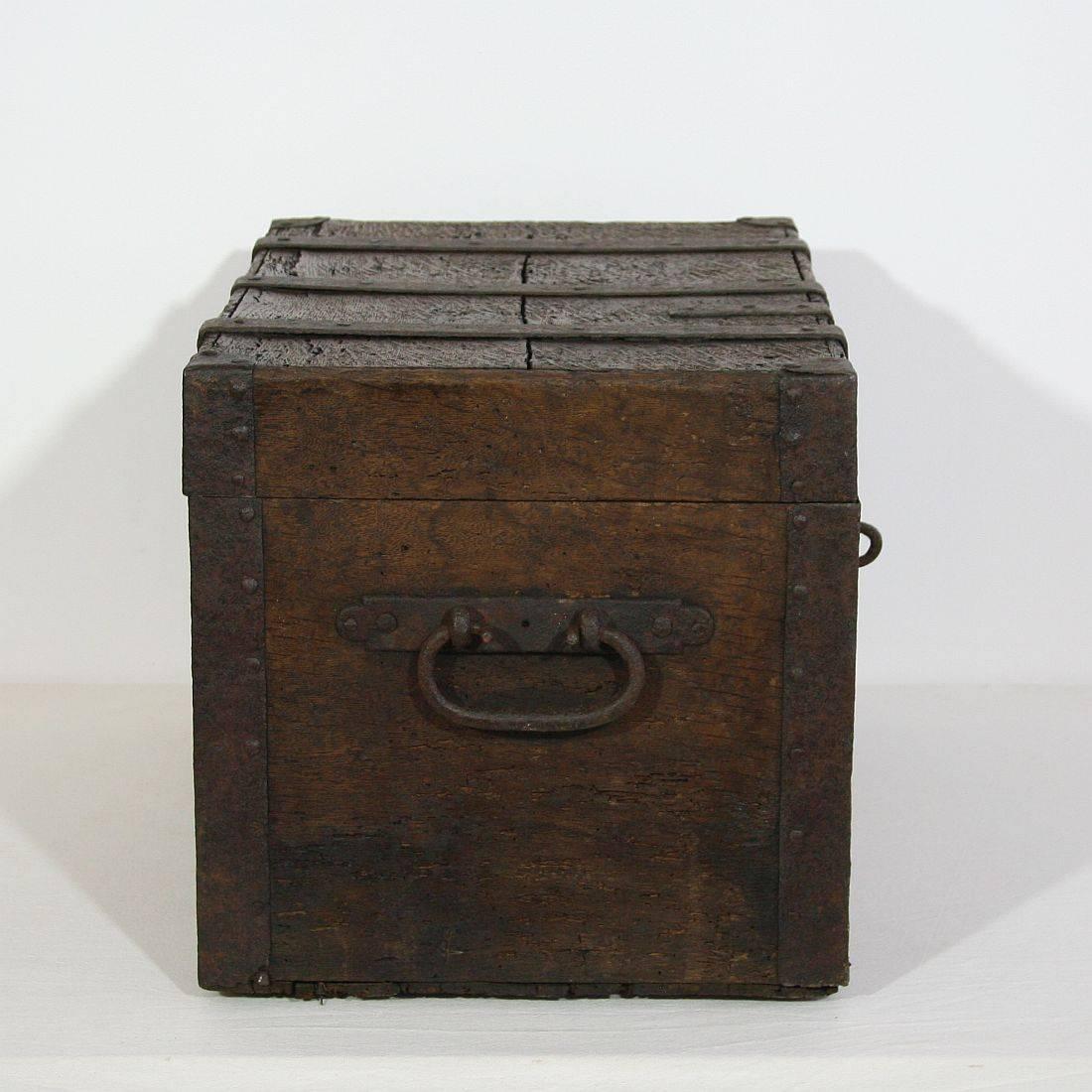 18th Century and Earlier 17th Century Early Oak French Chest Strongbox