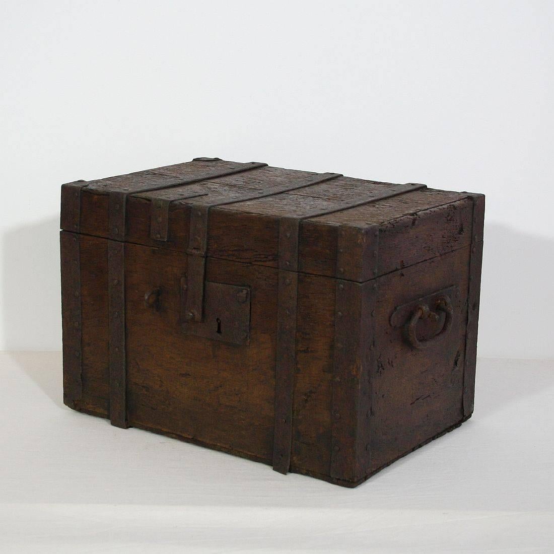 Rustic 17th Century Early Oak French Chest Strongbox
