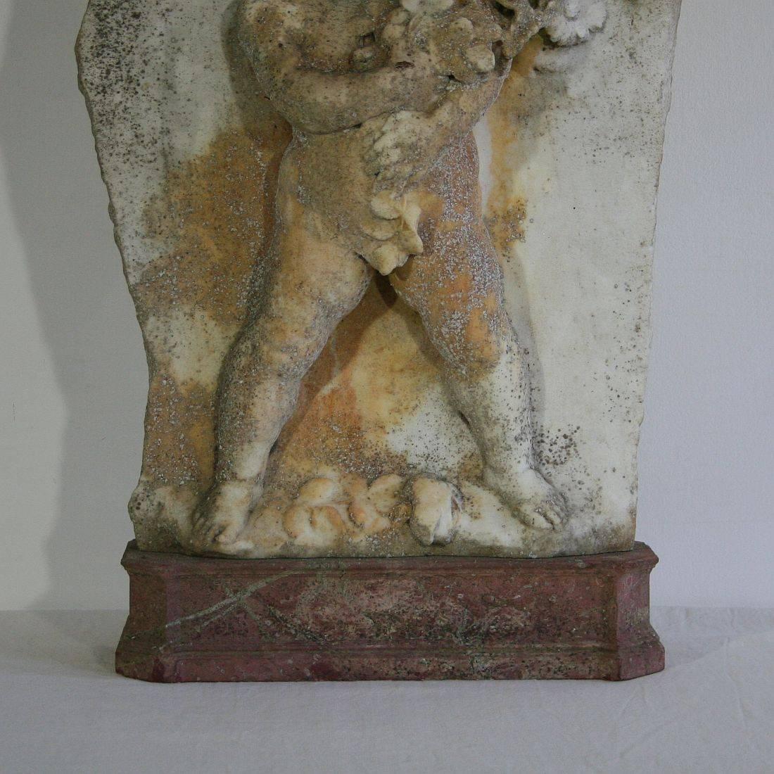 French Early 19th Century Marble Panel with an Angel, Putti 2