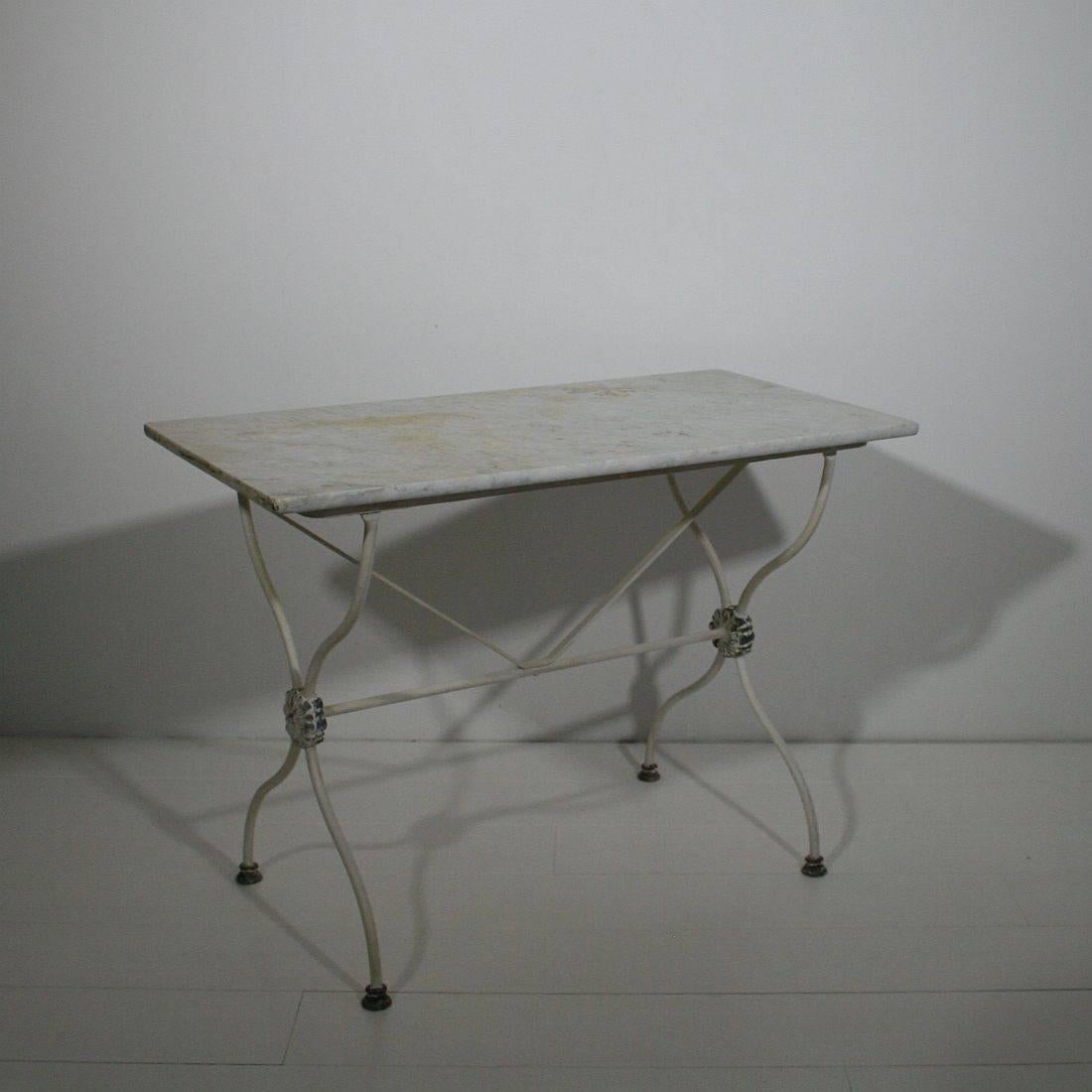 Other Painted 19th Century French Iron Marble Top Garden Table
