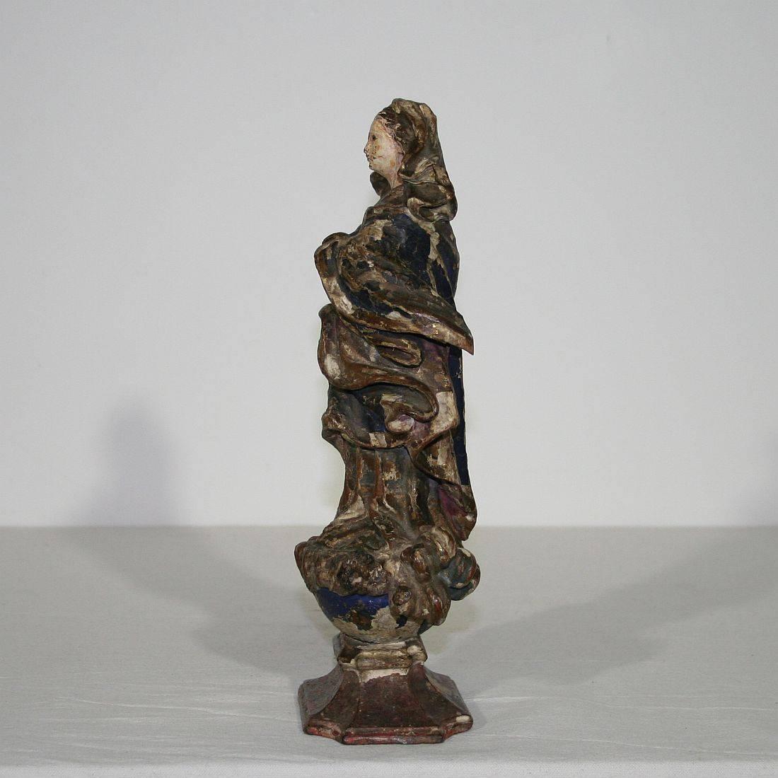 18th Century and Earlier 17th Century Spanish Early Baroque Painted Wooden Madonna