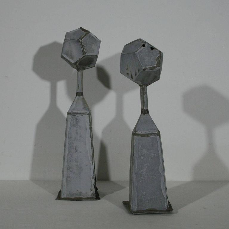 Pair of 19th Century French Zinc Roof Finials at 1stDibs