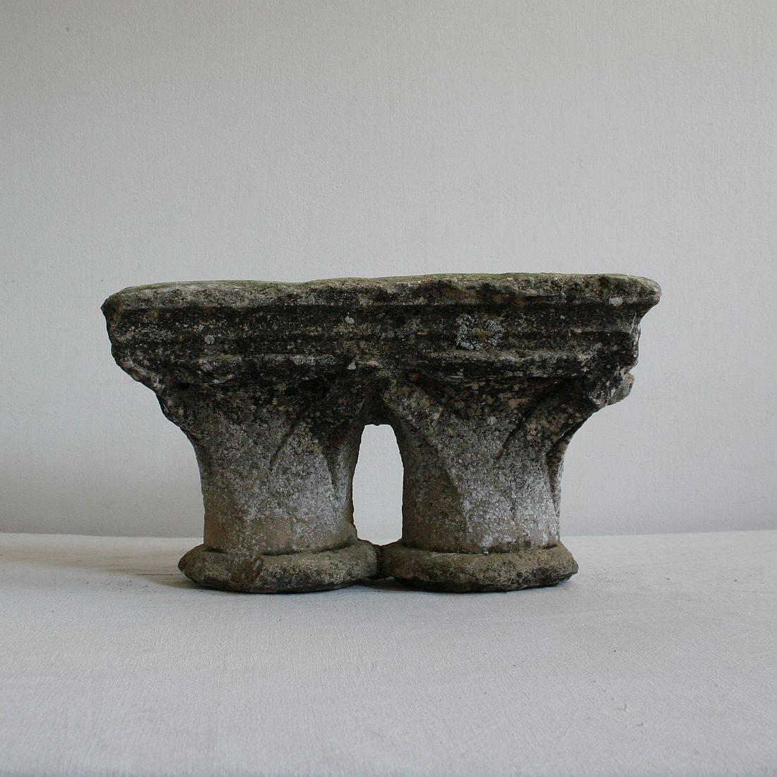 Rare hand-carved stone object from an old monastery with a beautiful weathered look. Unique item with a high decorative value
France, circa 1250-1350.