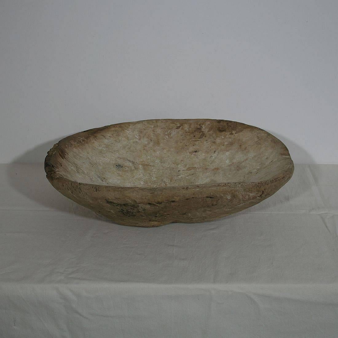 Large 19th Century French Wooden Bowl with Collection of Carved Wooden Balls 1