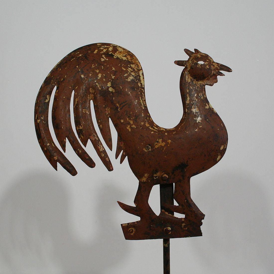 19th Century, French Folk Art Iron Rooster Weathervane 1