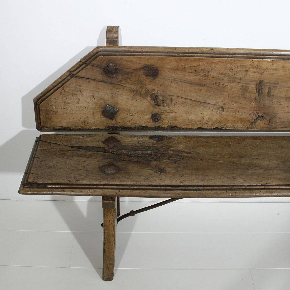 18th Century Spanish Baroque Style Wooden Bench 2