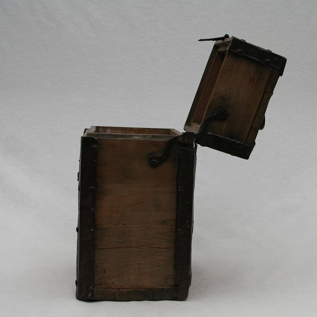 Iron 17th-18th Century German Wooden Strong Box