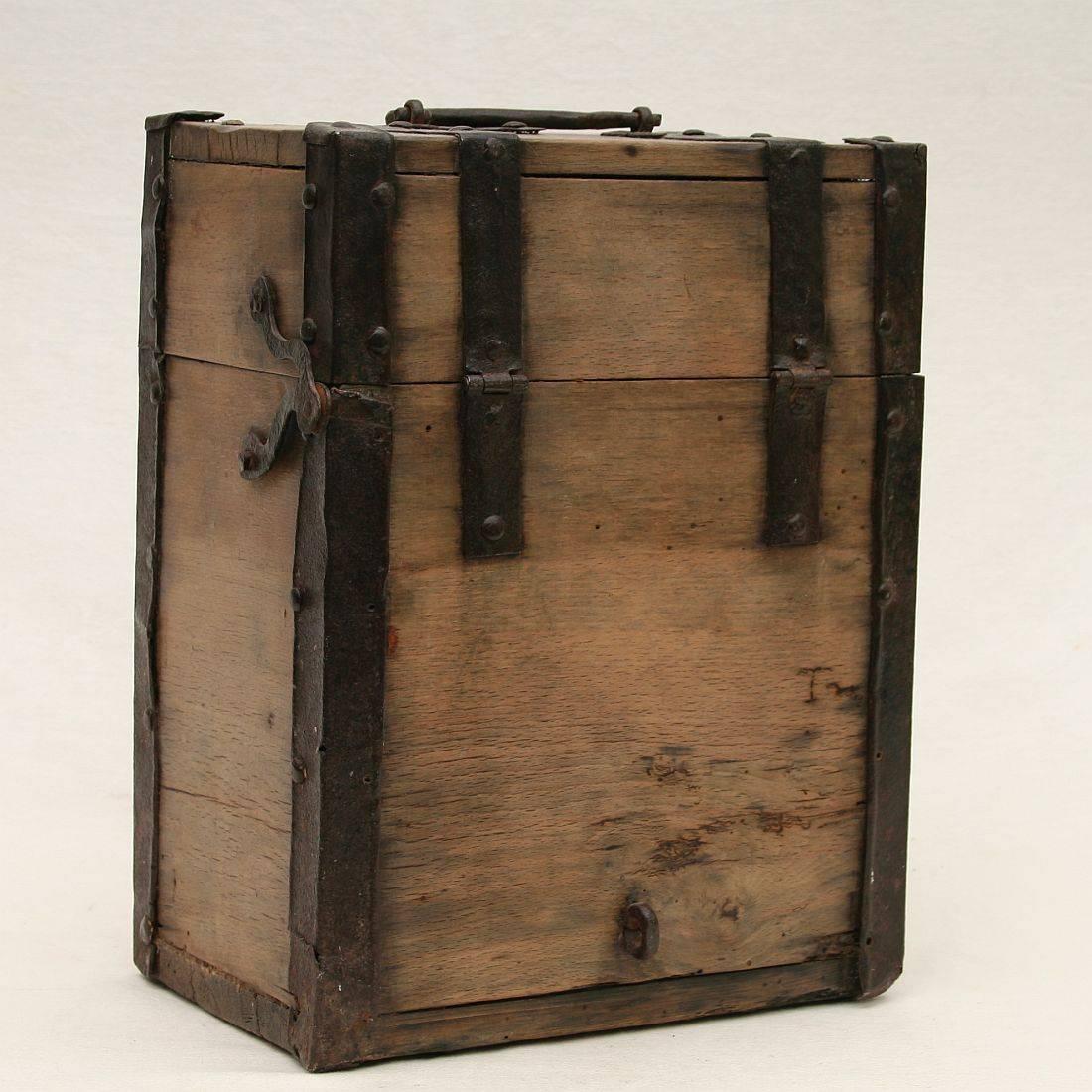 Forged 17th-18th Century German Wooden Strong Box
