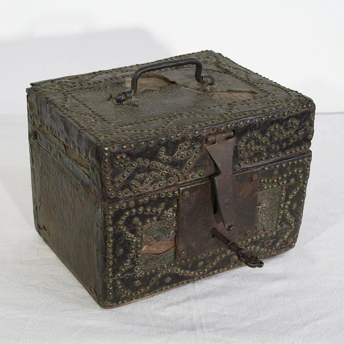 Other Small 17th Century, French Coffer/Box in Leather