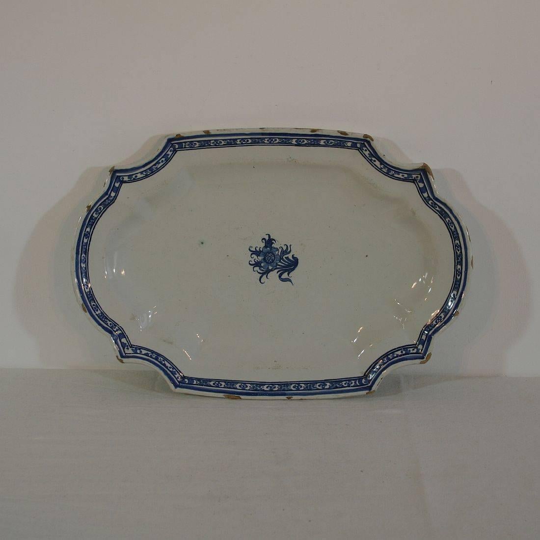 Other Pair of Late 18th Century, French Faience Earthenware Rouen Serving Platters