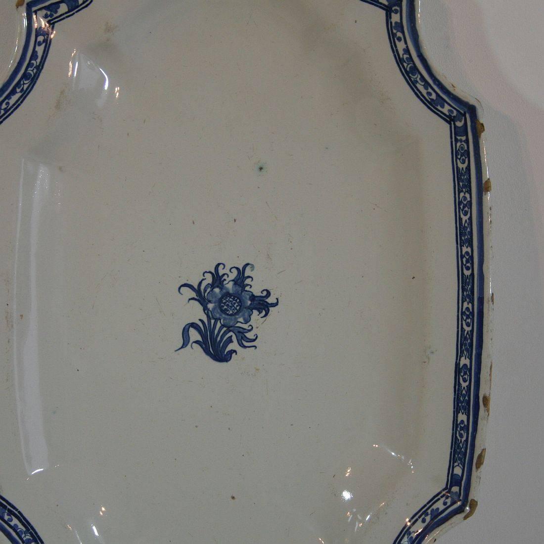 Pair of Late 18th Century, French Faience Earthenware Rouen Serving Platters 1