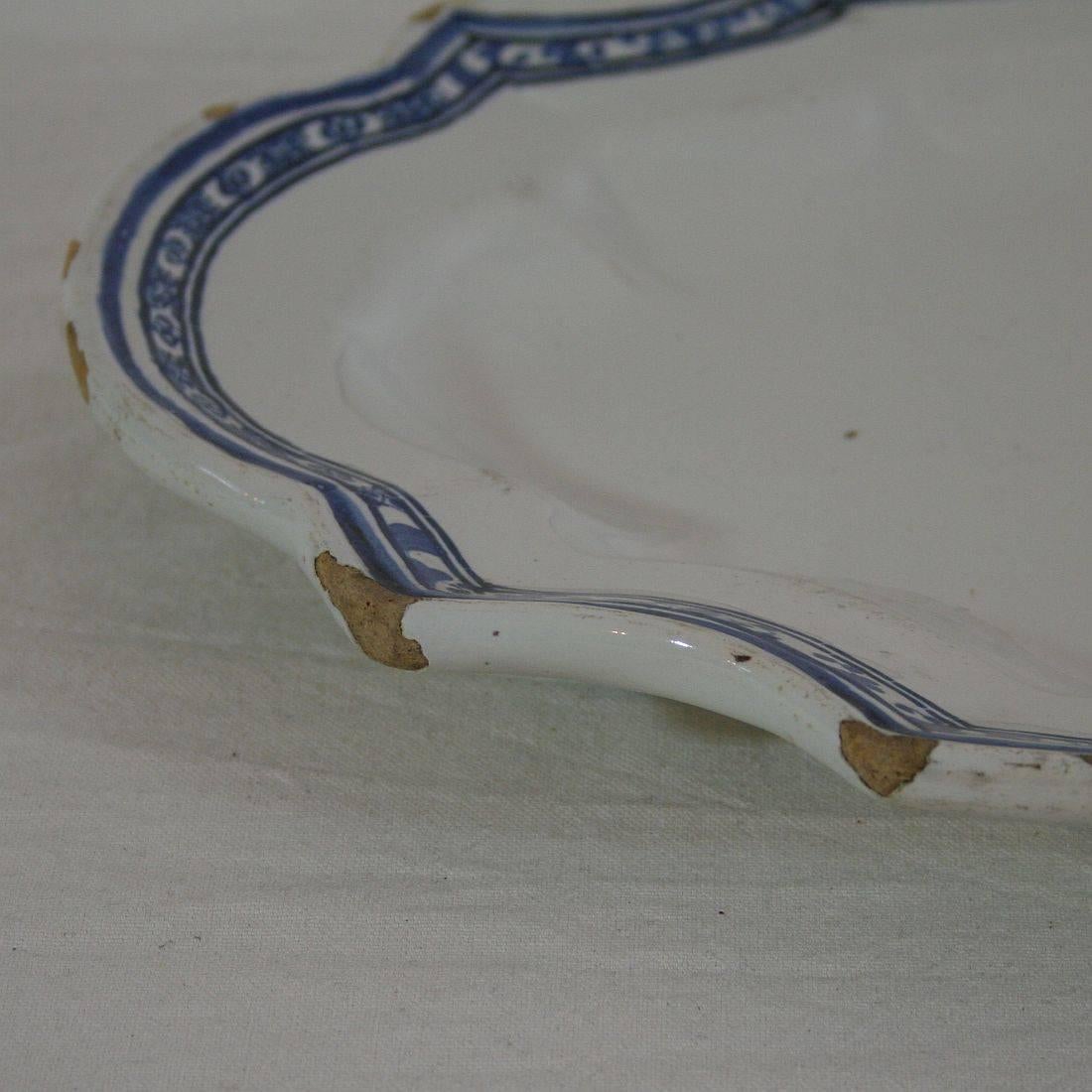 Pair of Late 18th Century, French Faience Earthenware Rouen Serving Platters 4