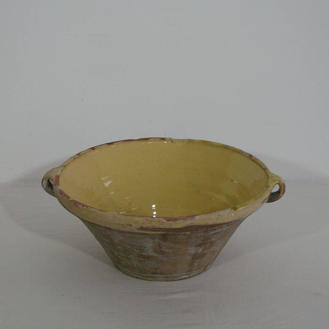 19th Century French Glazed Terracotta Dairy Bowl or Tian In Good Condition In Buisson, FR
