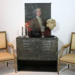Small Early 20th Century French Metal Sideboard Locker