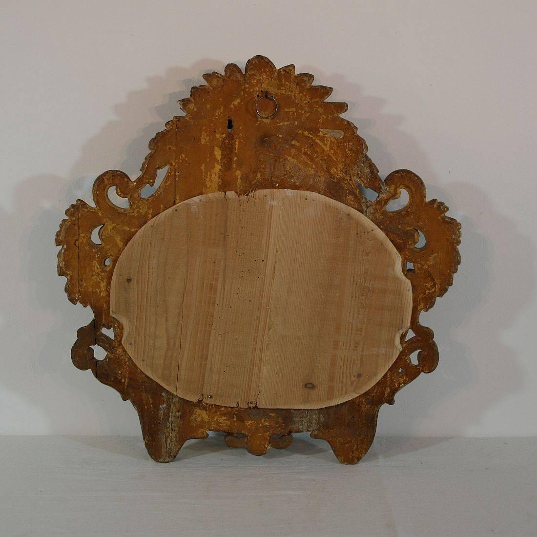 Wood Small 18th Century Italian Baroque Giltwood Mirror