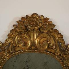 Small 18th Century Italian Baroque Giltwood Mirror