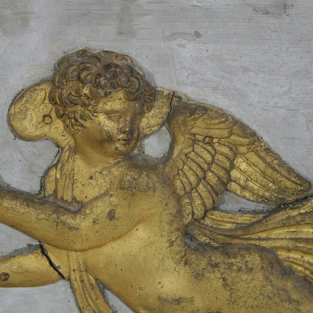 Clay Late 18th Century, French Panel with Gilded Angels