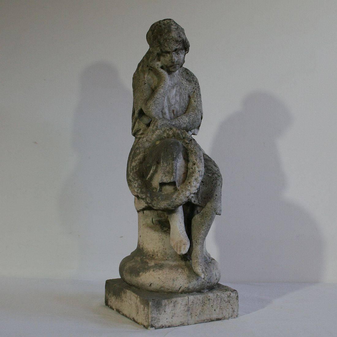 Small 19th Century French Carved Carrara Marble Statue In Good Condition In Buisson, FR