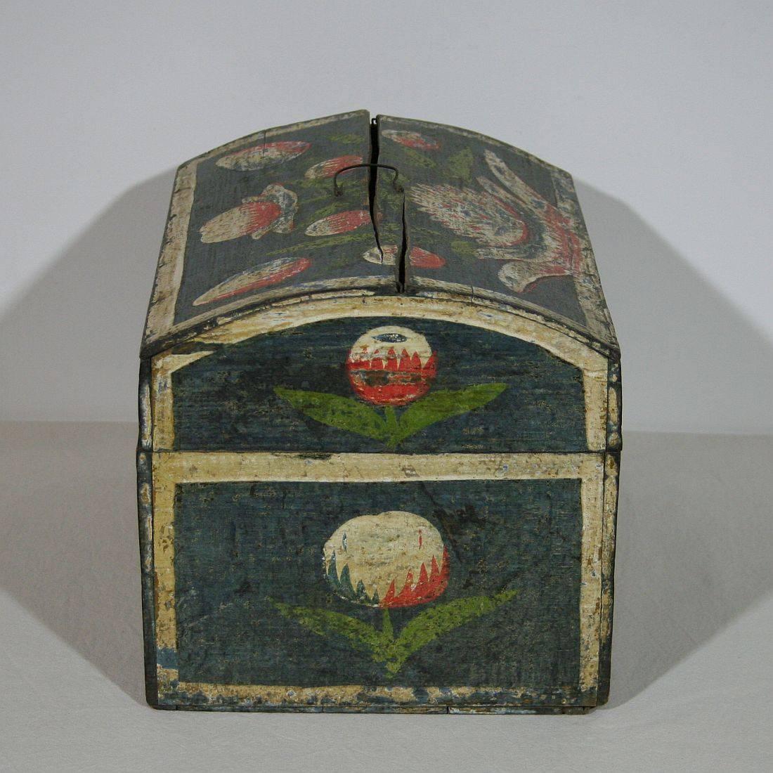 Wood 18th Century French Folk Art Weddingbox from Normandy