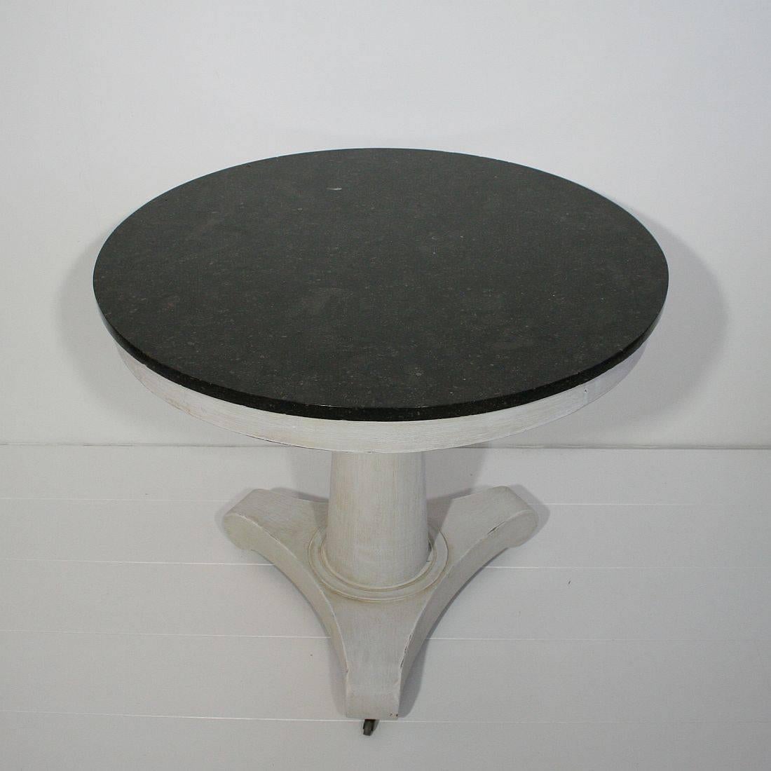 Painted French 19th Century Second Empire Gueridon Table with Black Marble Top