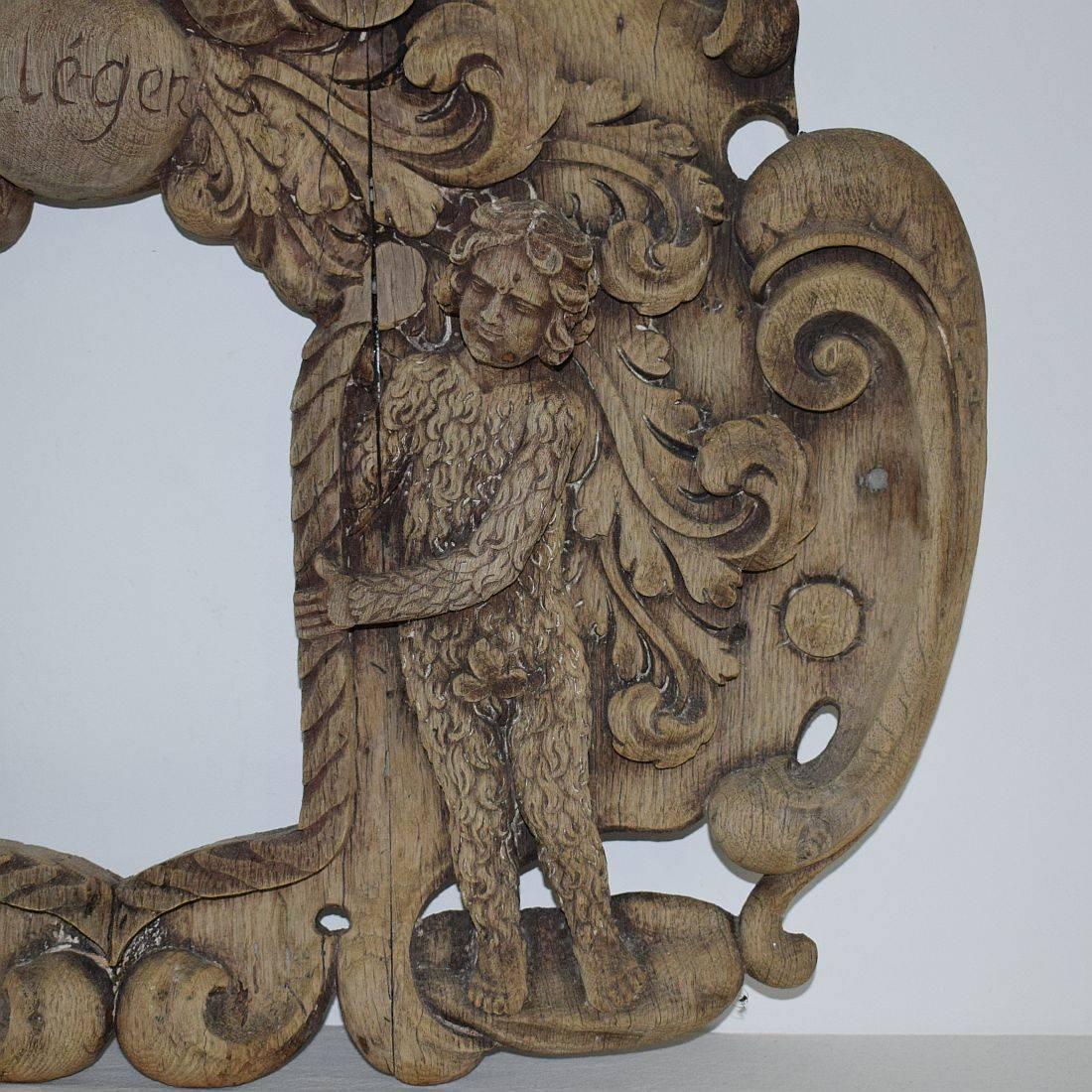 French 17th Century Carved Oak Baroque Panel 1