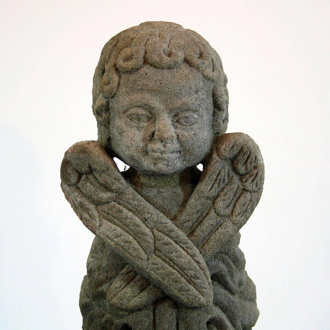 18th Century French Carved Sandstone Angel 2