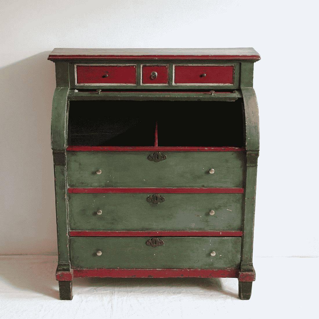 Rare Early 19th Century Dutch Painted Barley Storage Cabinet 1