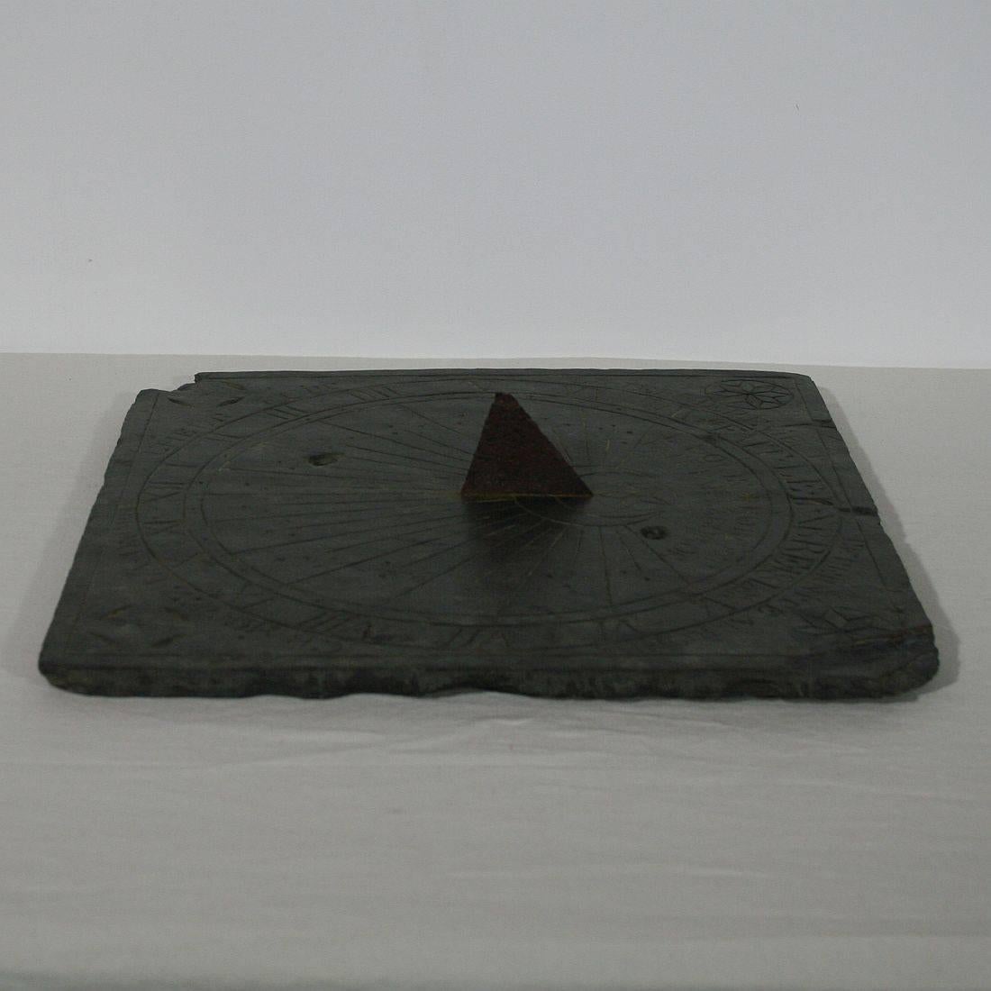 French Early 19th Century Engraved Slate Sundial, Dated 1814 1
