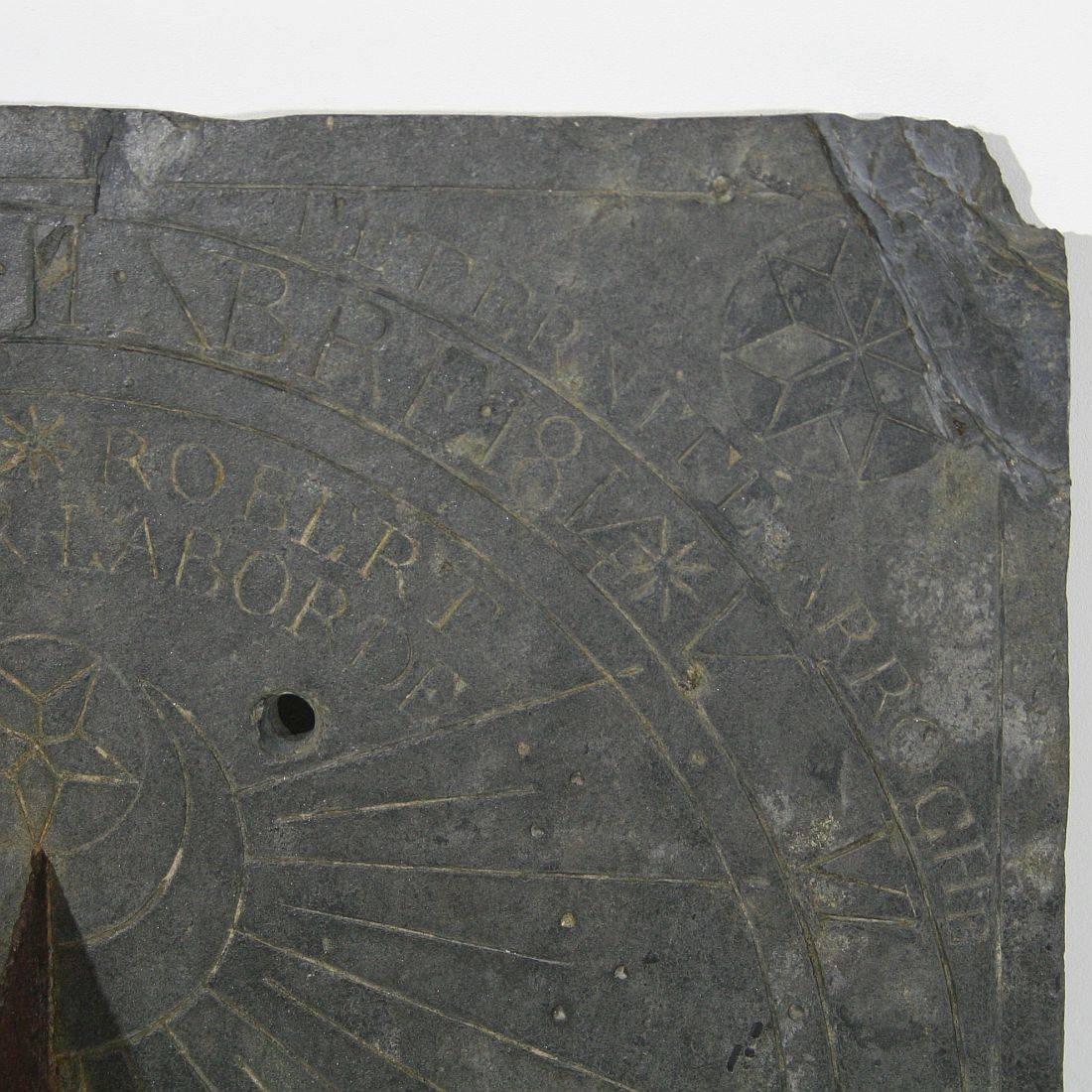 French Early 19th Century Engraved Slate Sundial, Dated 1814 3