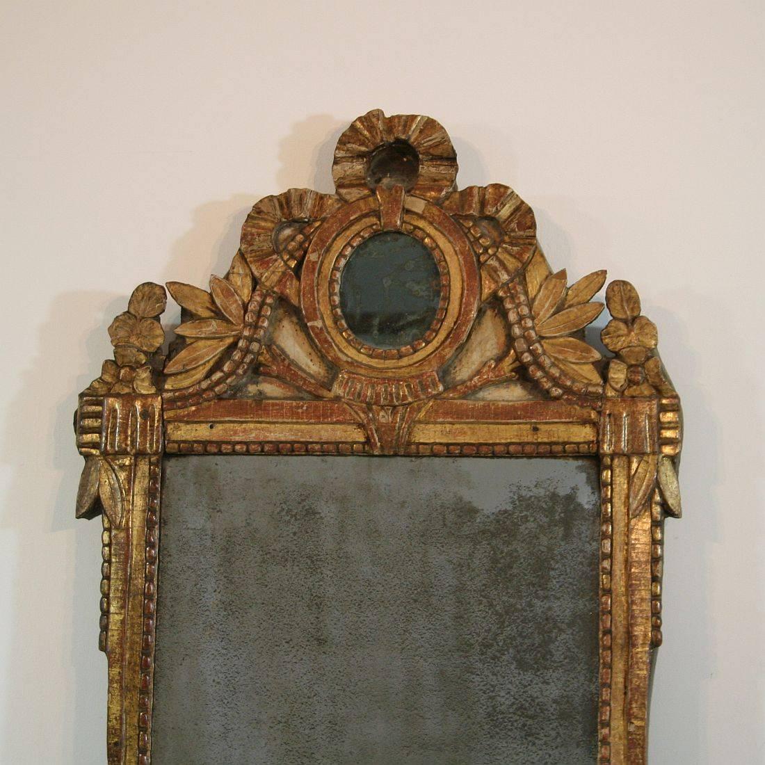 Carved 18th Century French Louis XVI Giltwood Mirror