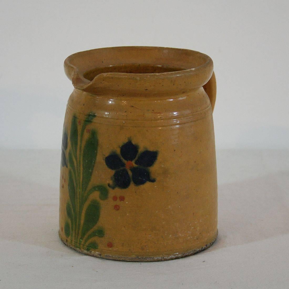 19th Century French Glazed Earthenware Alsace Jug In Good Condition In Buisson, FR