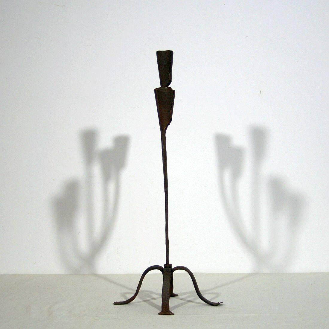 French Rustic 19th Century Spanish Hand-Forged Iron Candleholder