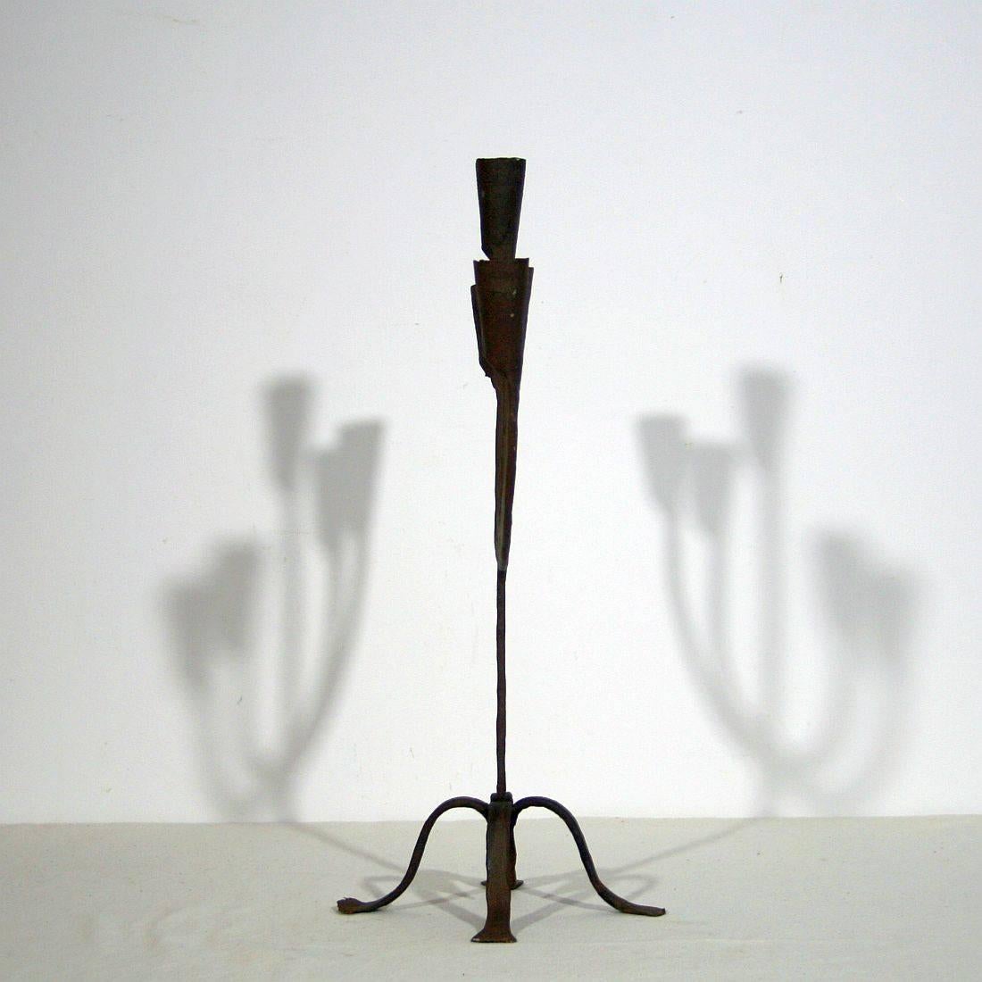 Rustic 19th Century Spanish Hand-Forged Iron Candleholder 1