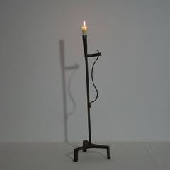 French 18th Century Hand-Forged Iron Candleholder
