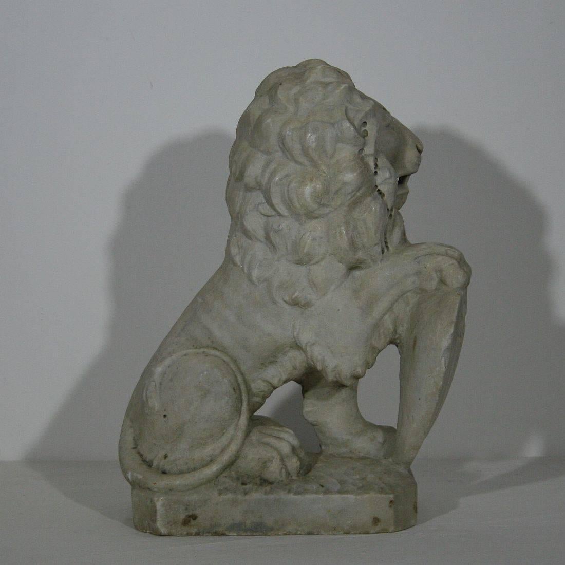 18th Century and Earlier Italian 18th Century Carved Carrara Marble Lion
