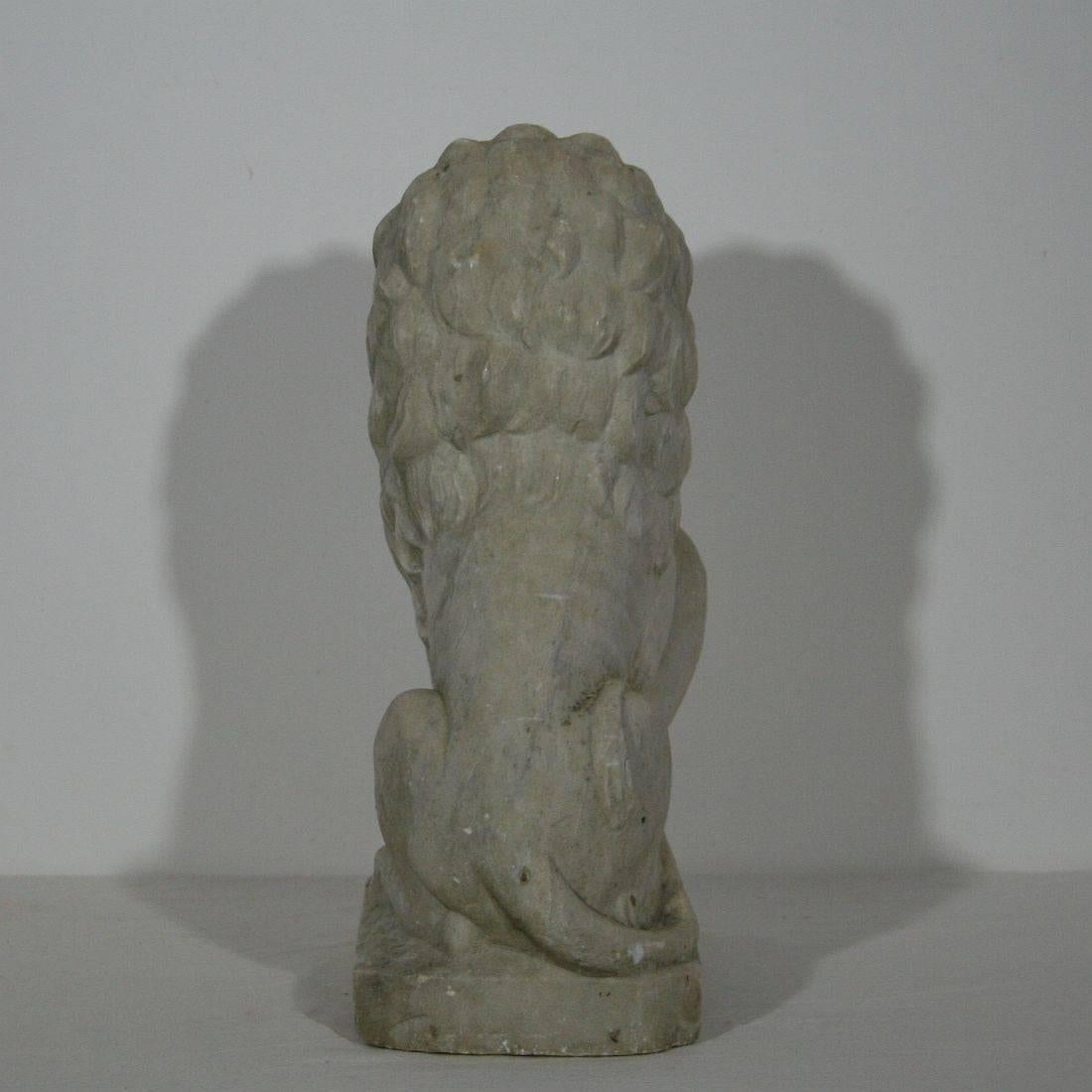Italian 18th Century Carved Carrara Marble Lion 2