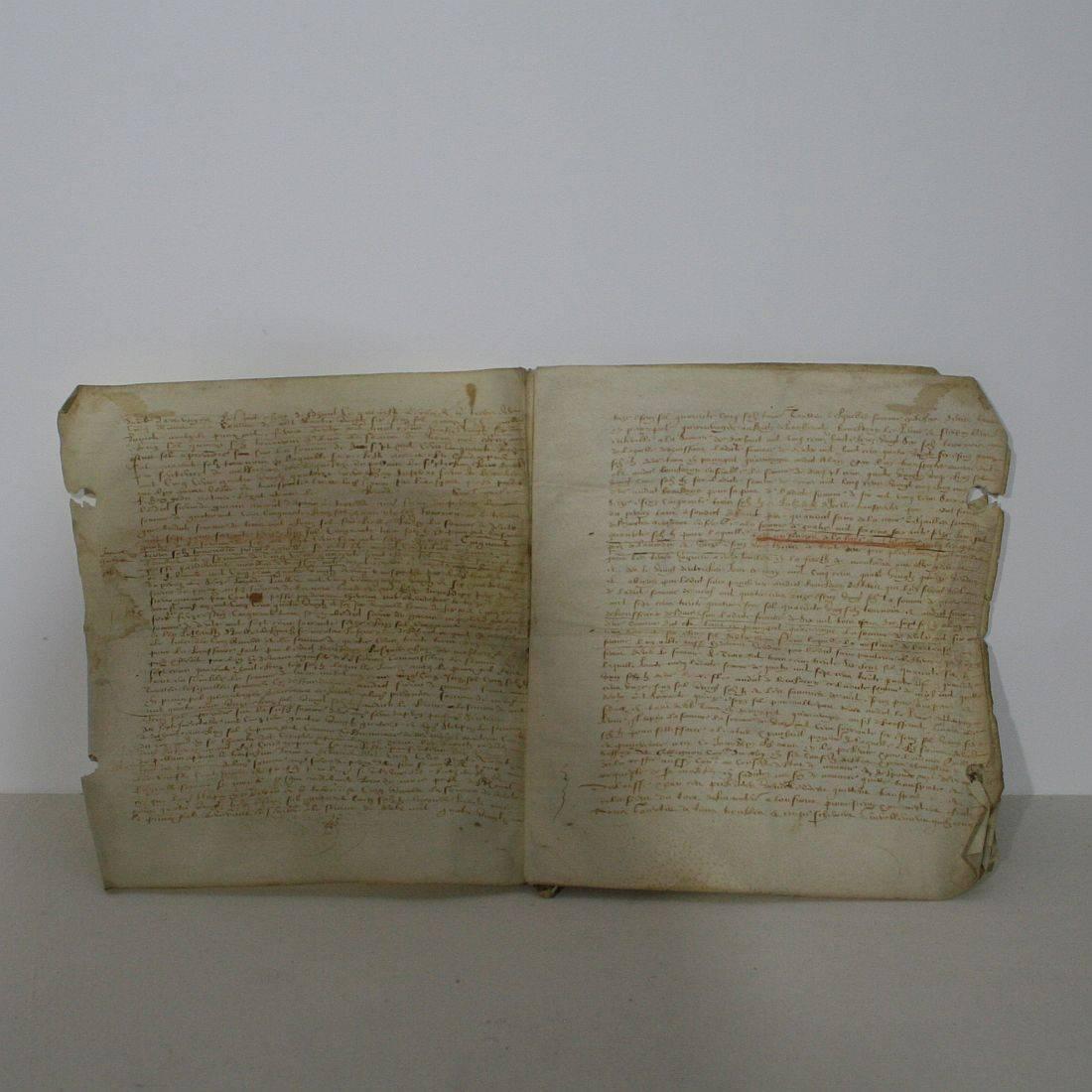 Extremely old handwriting on vellum. Multiple pages
France dated 1596
Weathered.