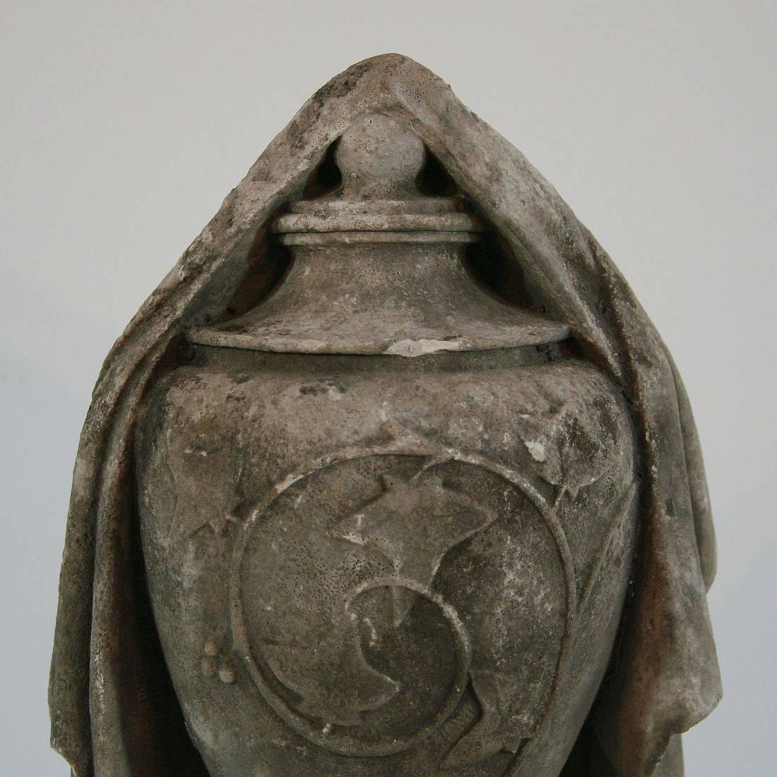 19th Century French Carved Stone Vase 4