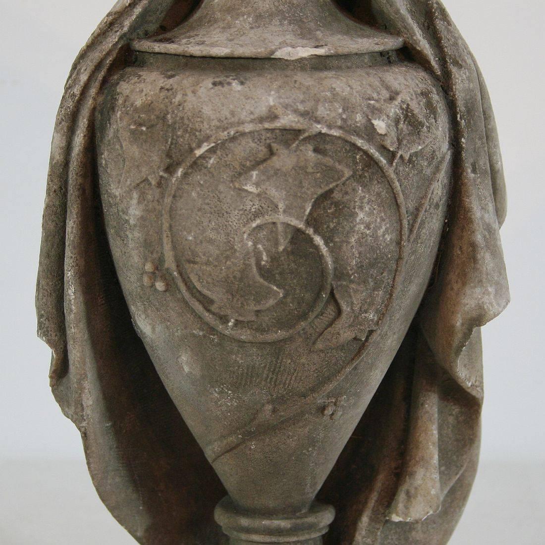 19th Century French Carved Stone Vase 5