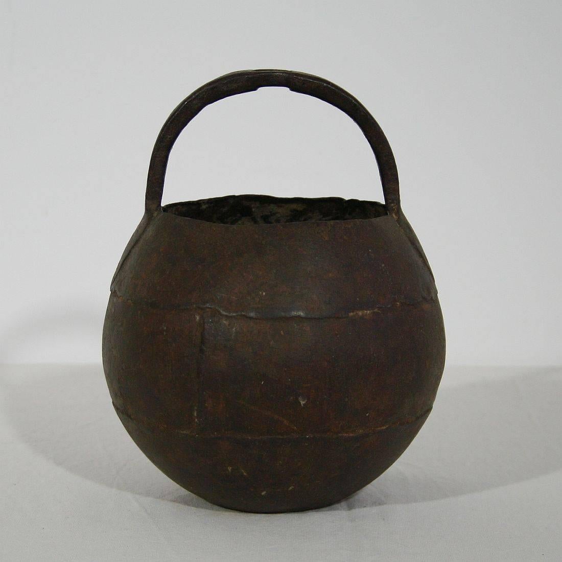 Indian Primitive 18th Century Hand-Forged Iron Cooking Pot