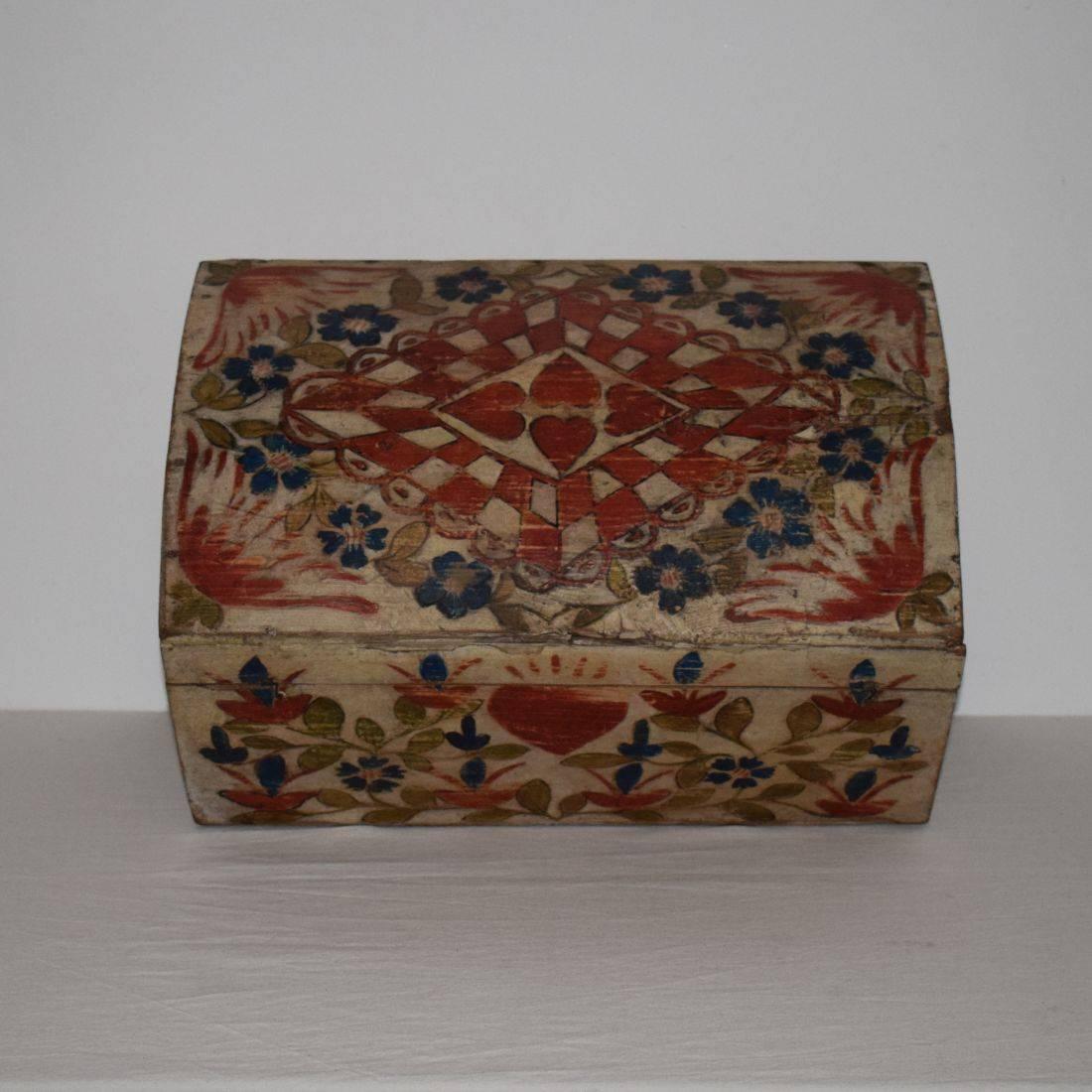 19th Century French Folk Art Weddingbox from Normandy with Hearts 1