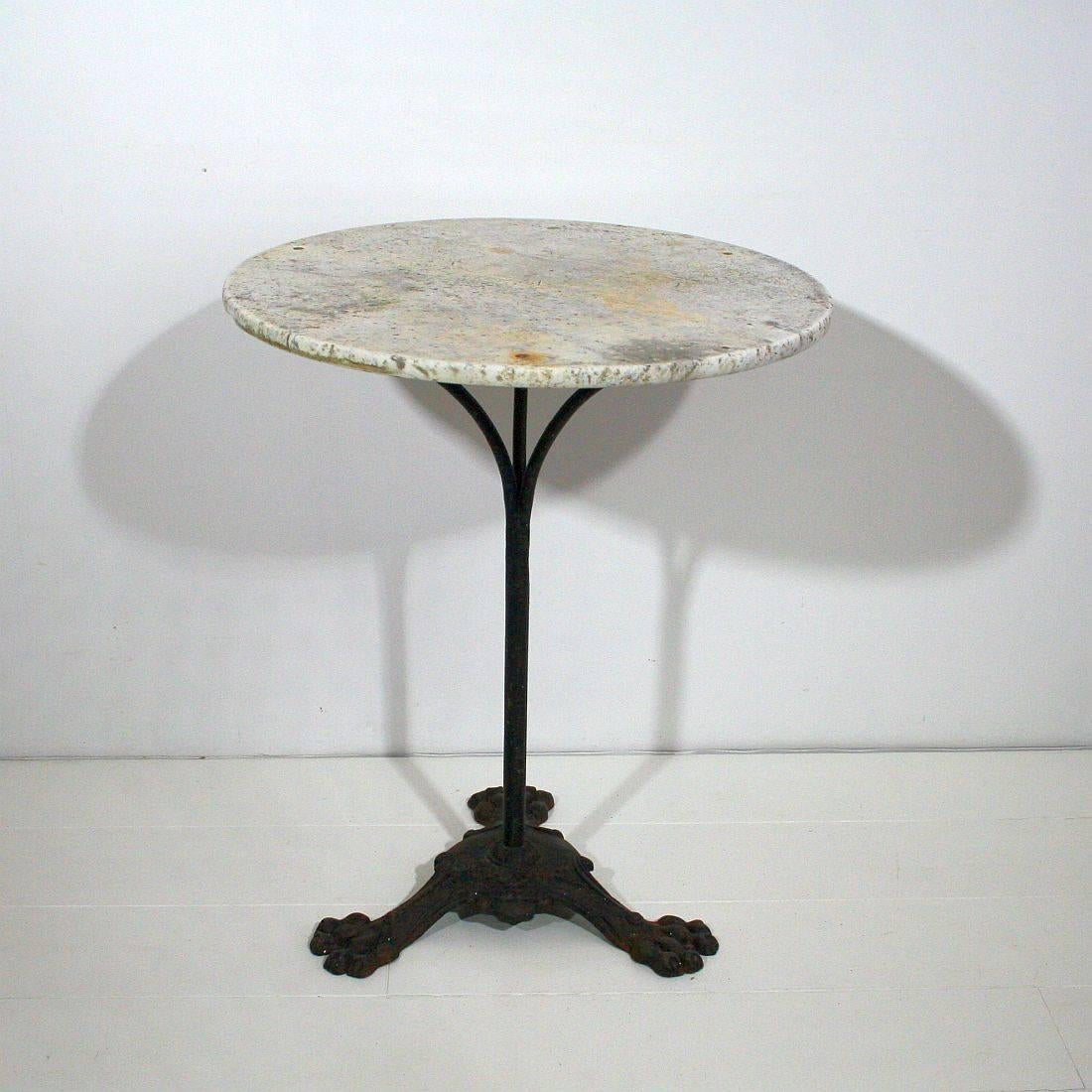 Iron Rare 19th Century French Bistro Table with Marble Top