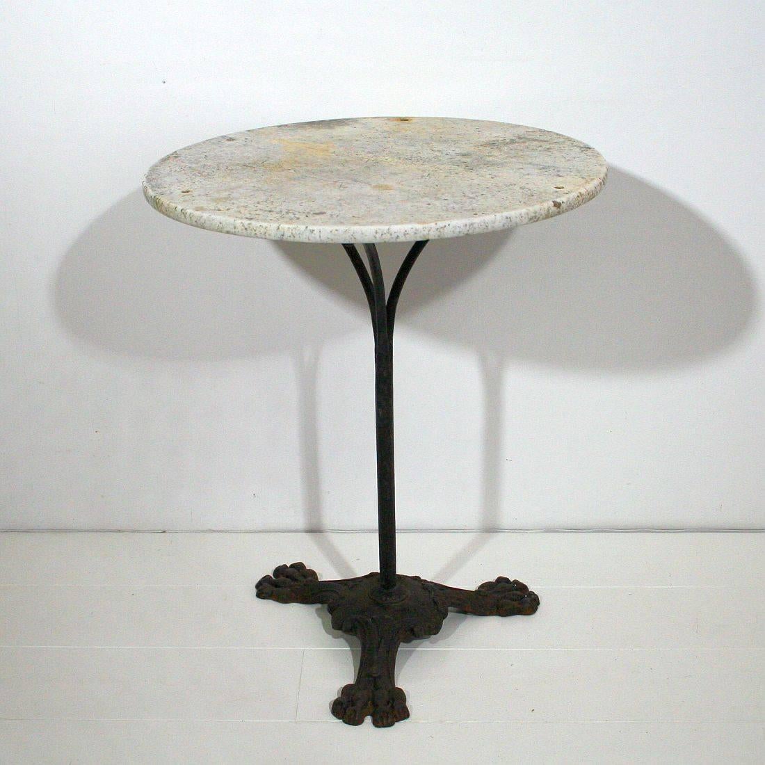Rare 19th Century French Bistro Table with Marble Top In Fair Condition In Buisson, FR