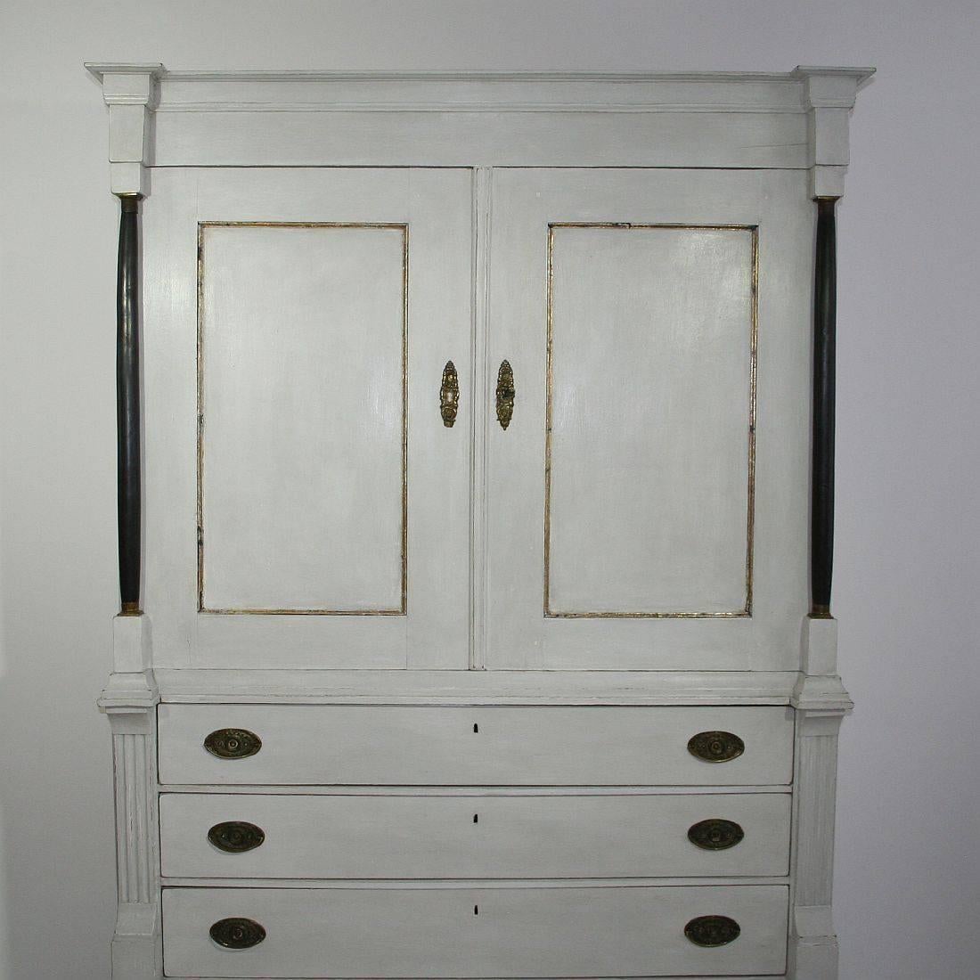 Large Early 19th Century Dutch Painted Cabinet, Armoire 1