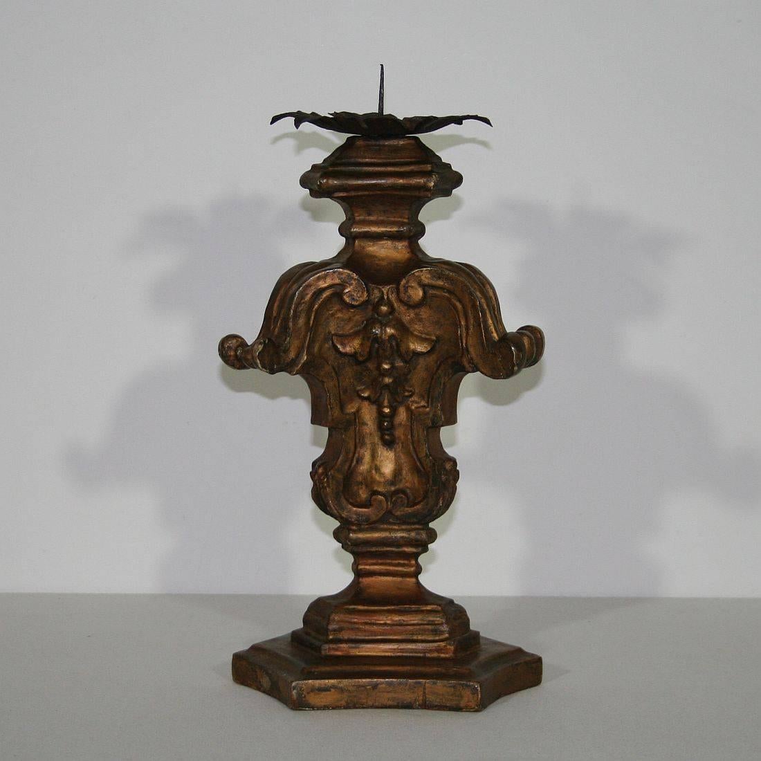 18th Century Italian Baroque Carved Candlestick 2