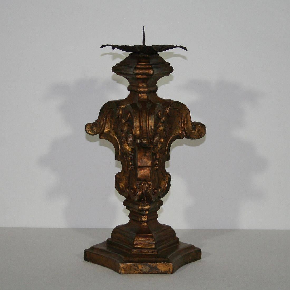 18th Century Italian Baroque Carved Candlestick 1