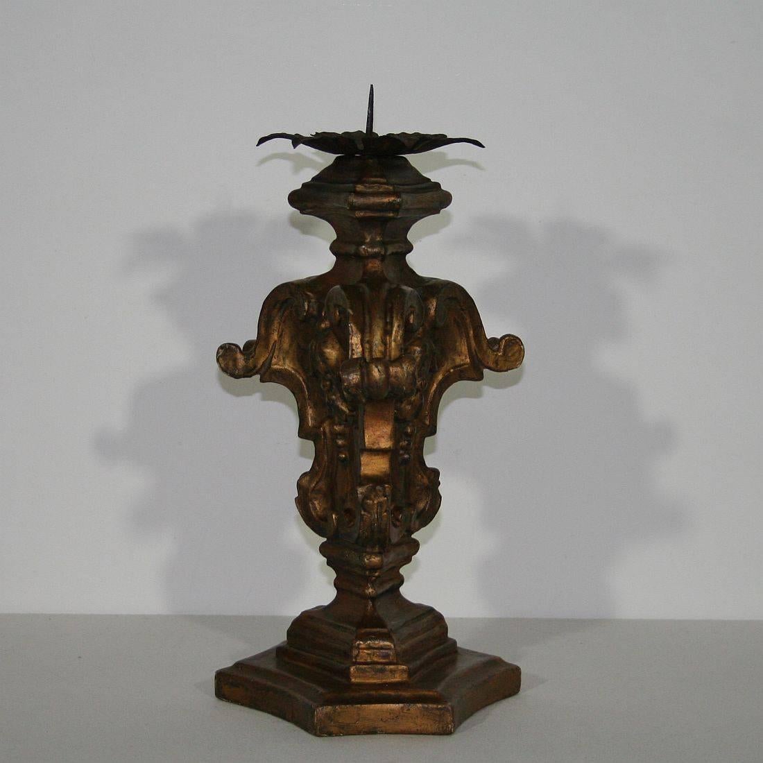 18th Century Italian Baroque Carved Candlestick 3