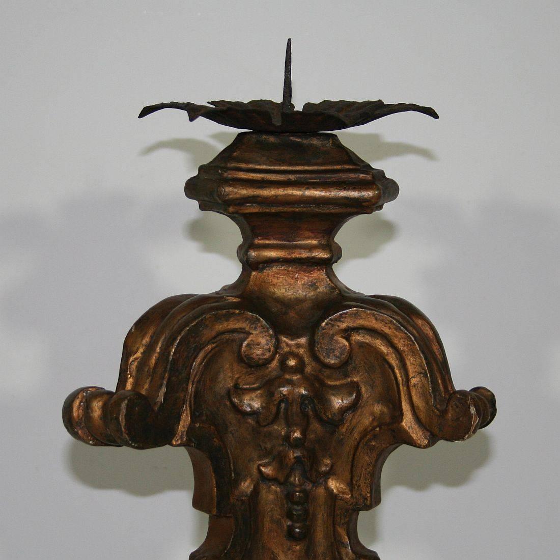 18th Century Italian Baroque Carved Candlestick 4